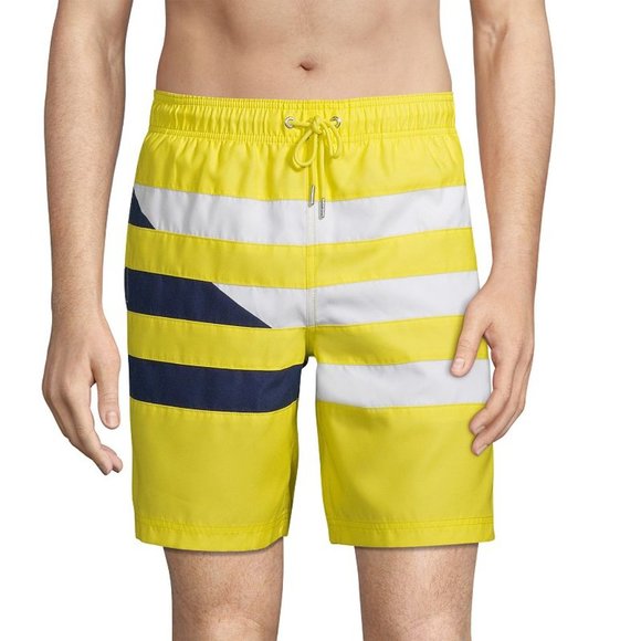 NWT Lands' End Men's Lined 8in Print Volley Shorts Swim Trunks Size L $70 FLI162 - Picture 1 of 3